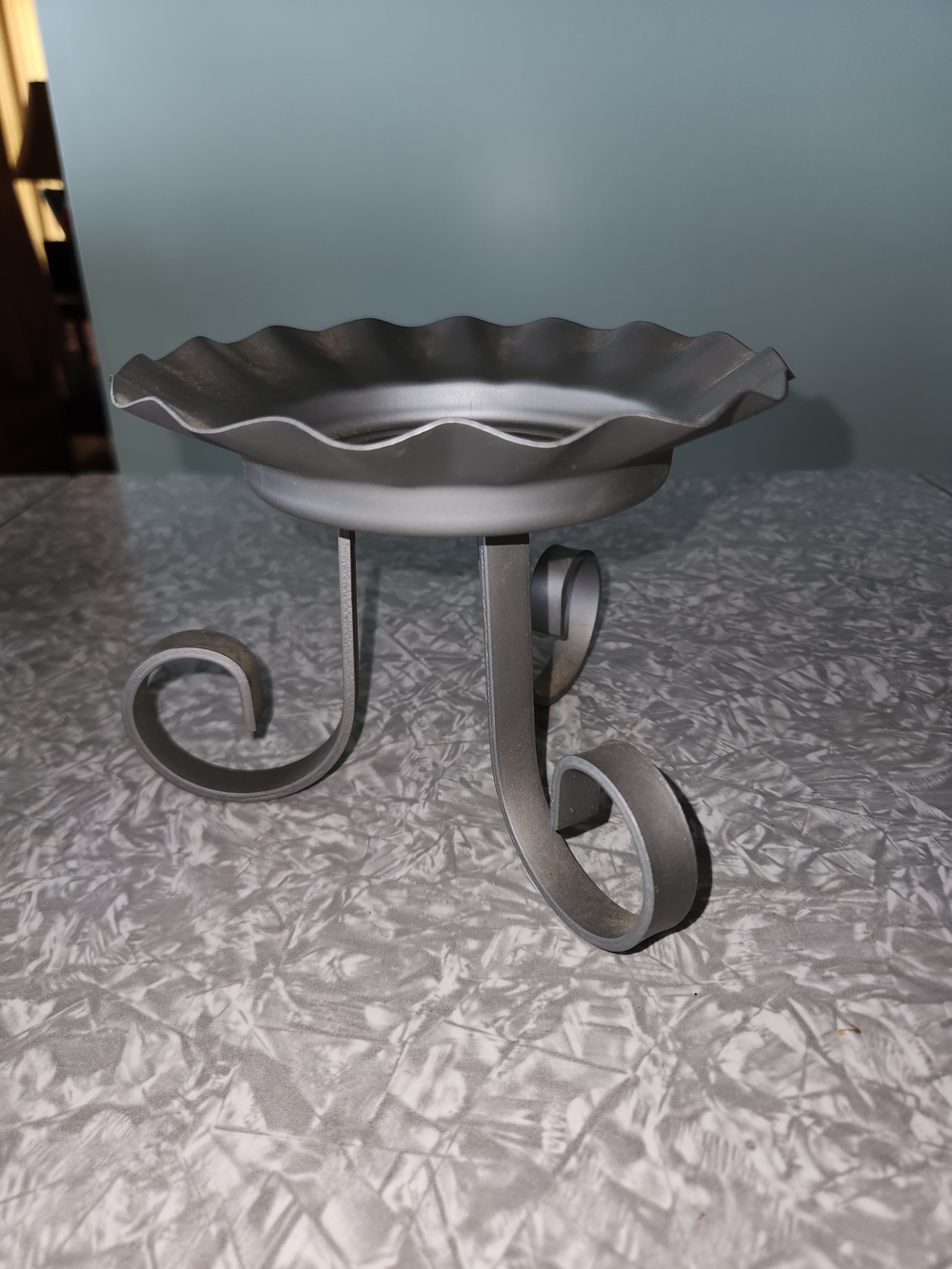 Source Unknown Gray Metal Scalloped Candle Holder